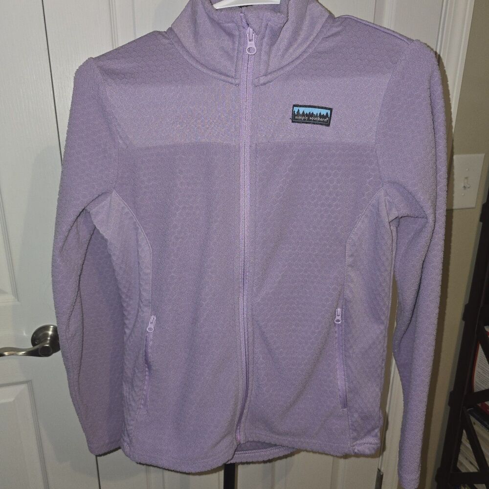 SIMPLY SOUTHERN Purple Lilac RECYCLABLE FULL ZIP SOFT LOGO JACKET Girls (S 6/8)